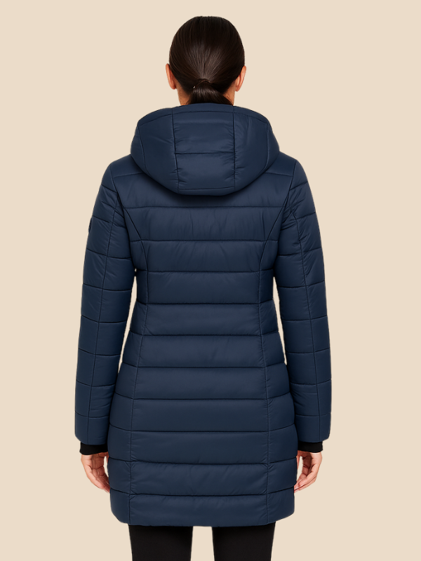 Célestine | Veste Matelassée Longue à Capuche et Zip
