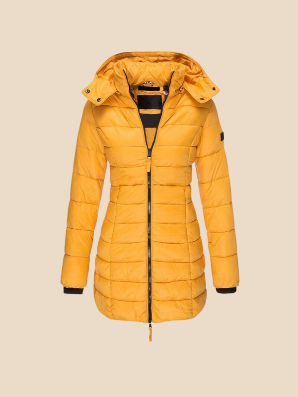 Célestine | Veste Matelassée Longue à Capuche et Zip
