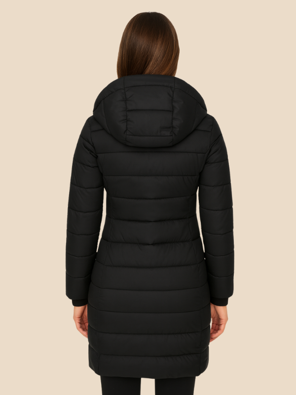 Célestine | Veste Matelassée Longue à Capuche et Zip