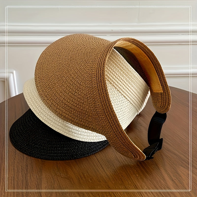 Visière large tressée anti-UV respirante