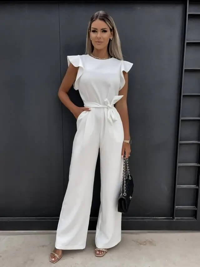 Jumpsuit fluide avec manches papillon