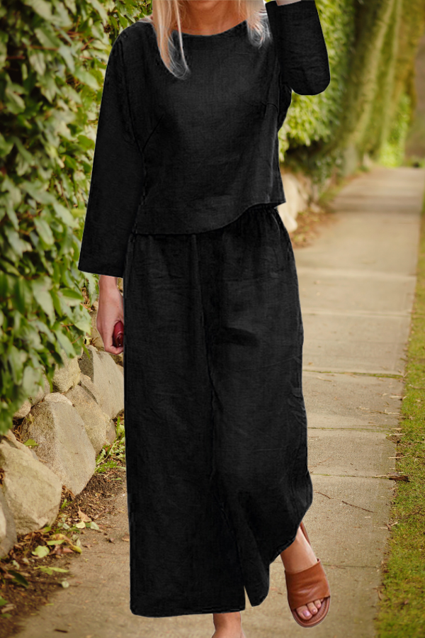 Set Fluide Haut De Gamme Avec Pantalon Ample Et Top Croisé