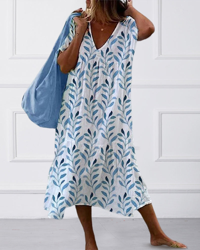 Robe midi fluide imprimé boho