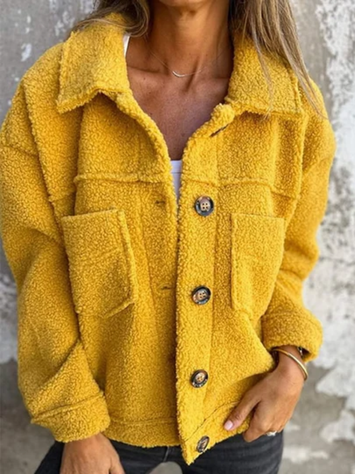Marvella | Veste Texturée Femme à Boutons sur le Devant avec Col
