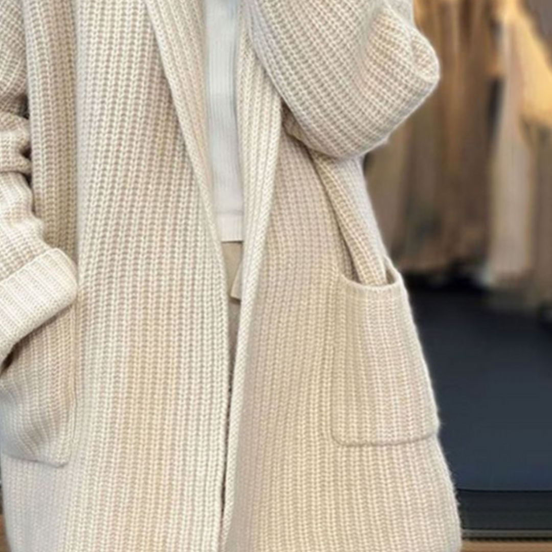 Cardigan long côtelé pour femme | Thalisse