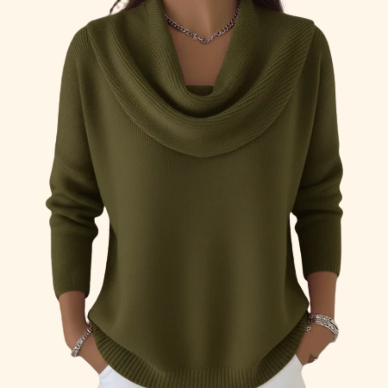 Pull élégant à col drapé pour femme | Sérélia