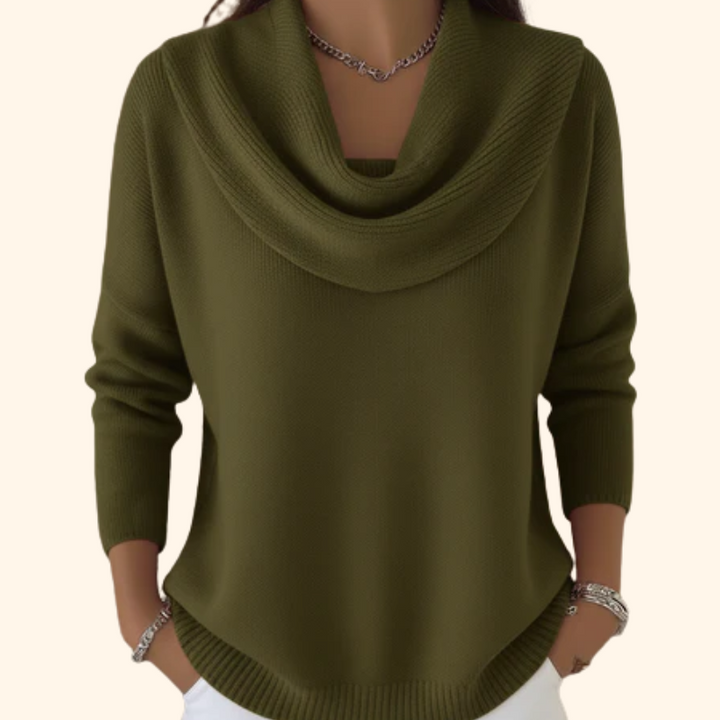 Pull élégant à col drapé pour femme | Sérélia