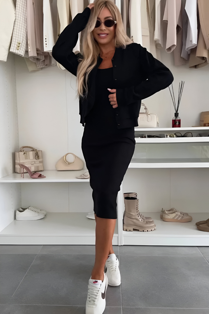Robe Midi Élégante Avec Gilet Pour Femme | Polyvalente