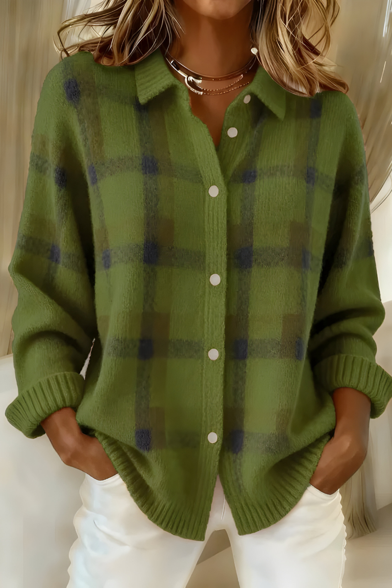 Cardigan Douillet À Carreaux Pour Femme | Tesara