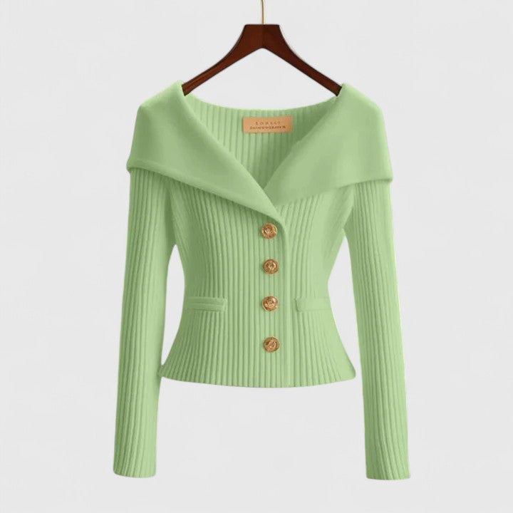 Sorvella | Cardigan Femme à Col Large avec Boutons sur le Devant