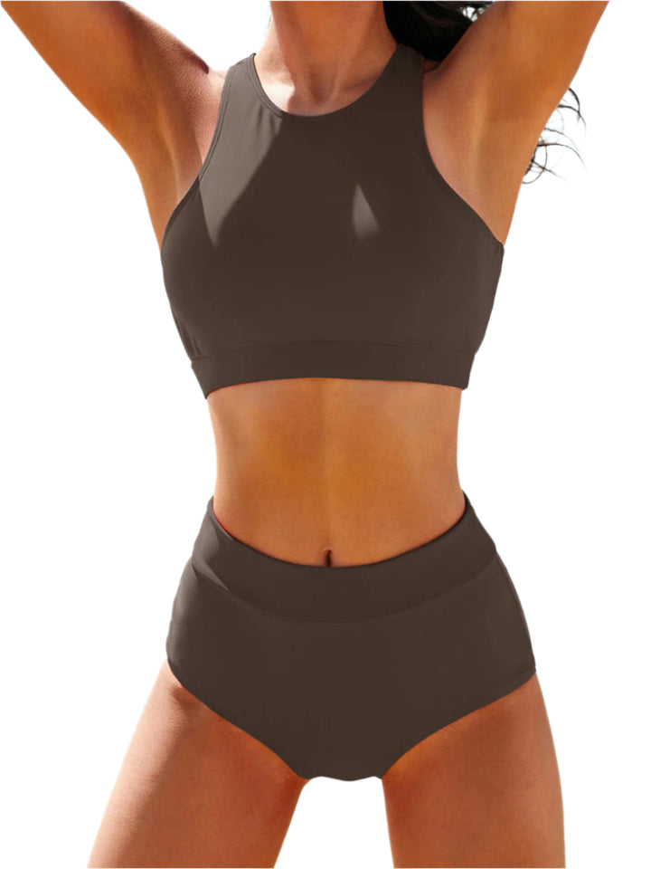 Bikini taille haute sport avec top racerback