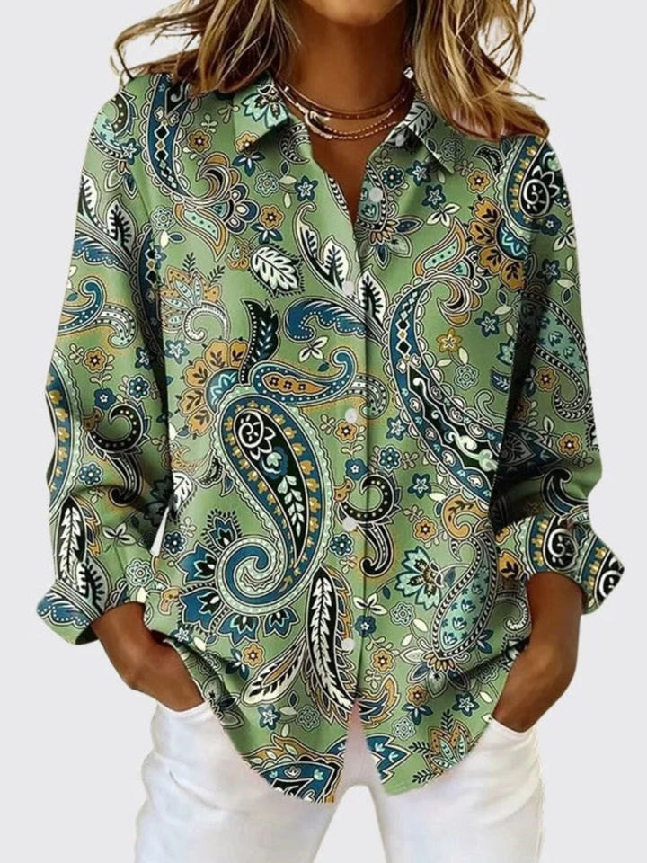Rosalie | Blouse Femme à Imprimé Cachemire avec Boutons sur le Devant