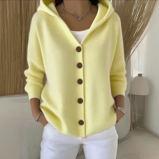 Amélie | Cardigan Femme à Capuche avec Boutons sur le Devant