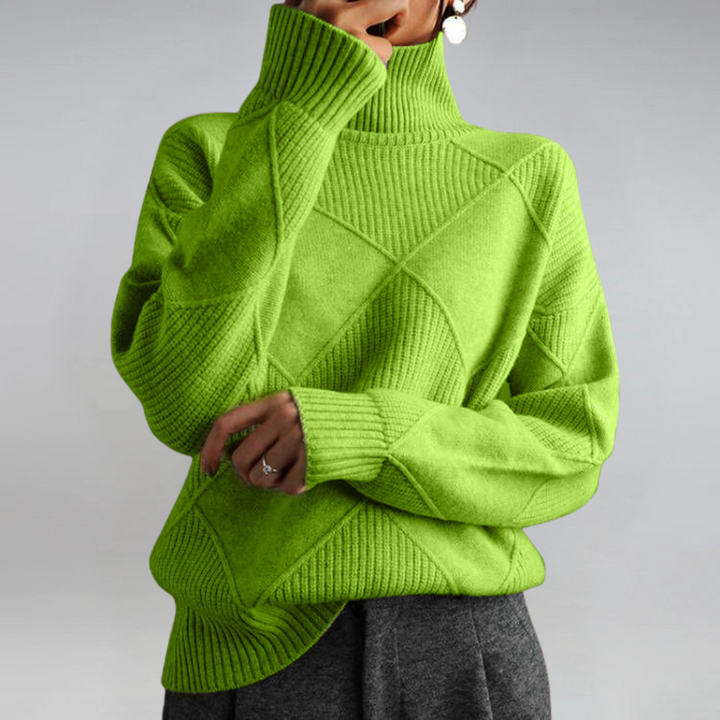 Elowen | Pull Femme Tricoté à Col Roulé Côtelé