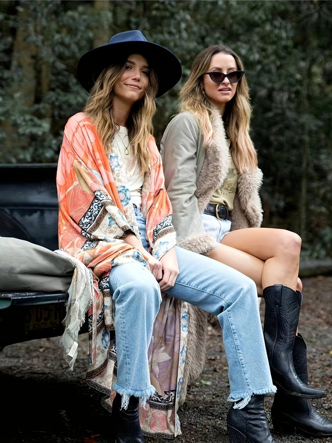 Robe kimono fluide à imprimé floral