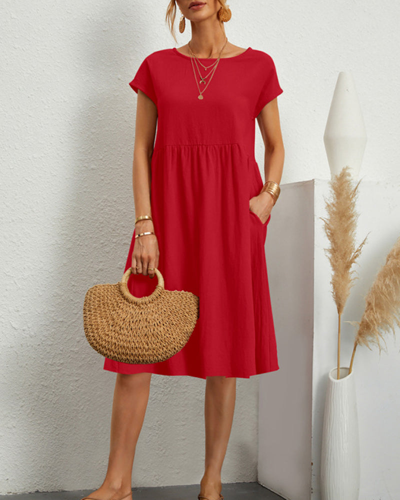 Robe décontractée avec poches et col rond