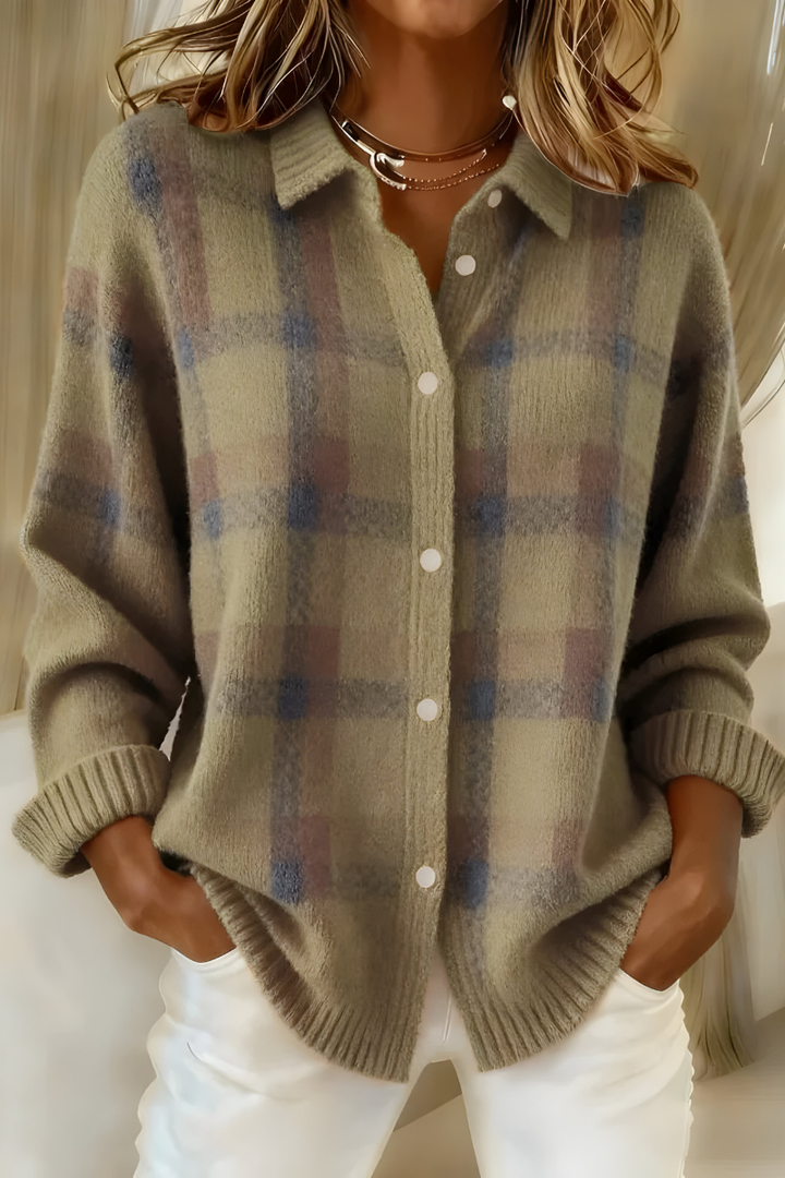 Cardigan Douillet À Carreaux Pour Femme | Tesara