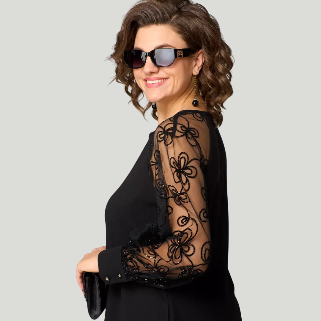 Robe élégante noire à détails raffinés pour femme | Noémie