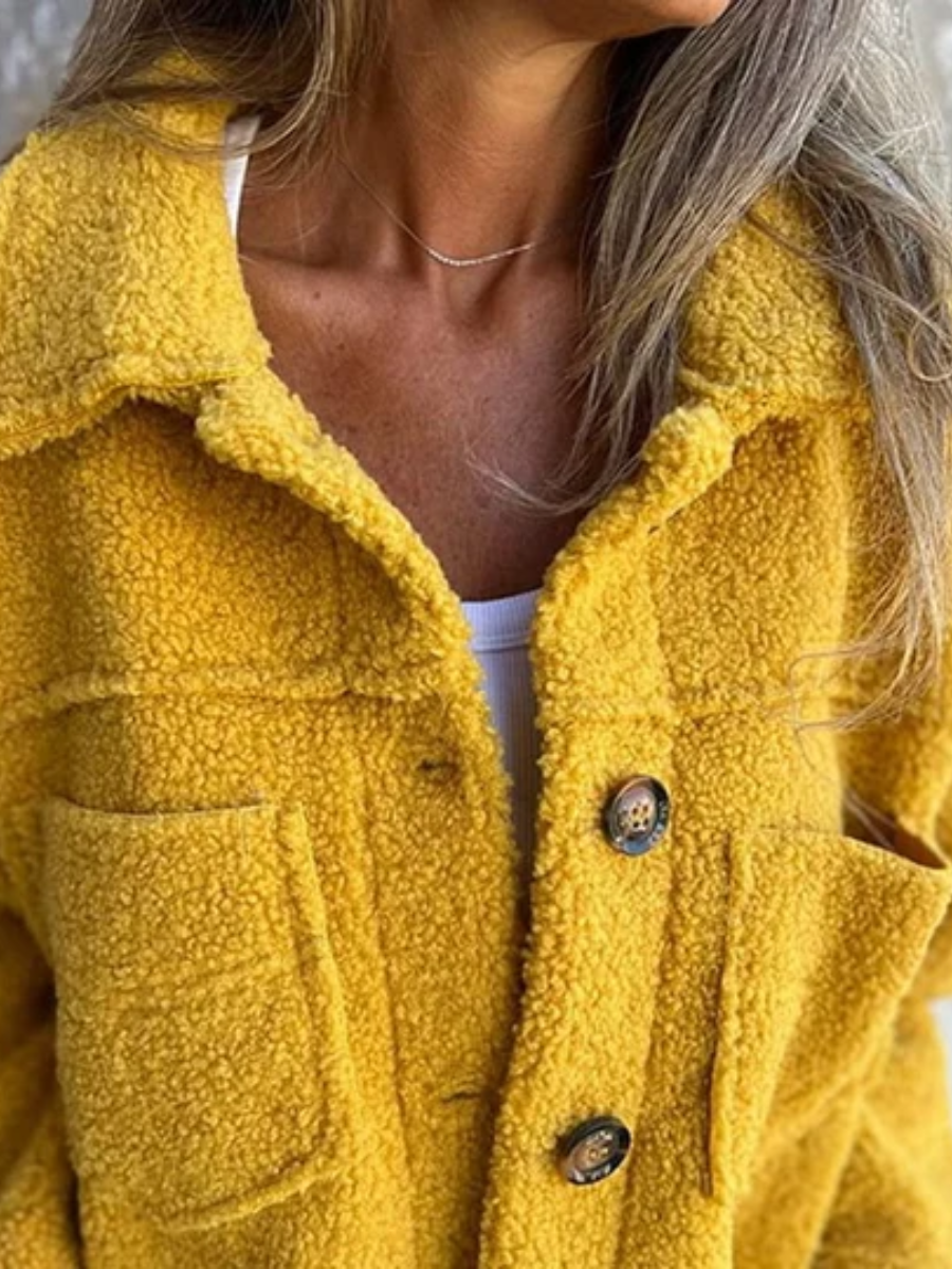 Marvella | Veste Texturée Femme à Boutons sur le Devant avec Col