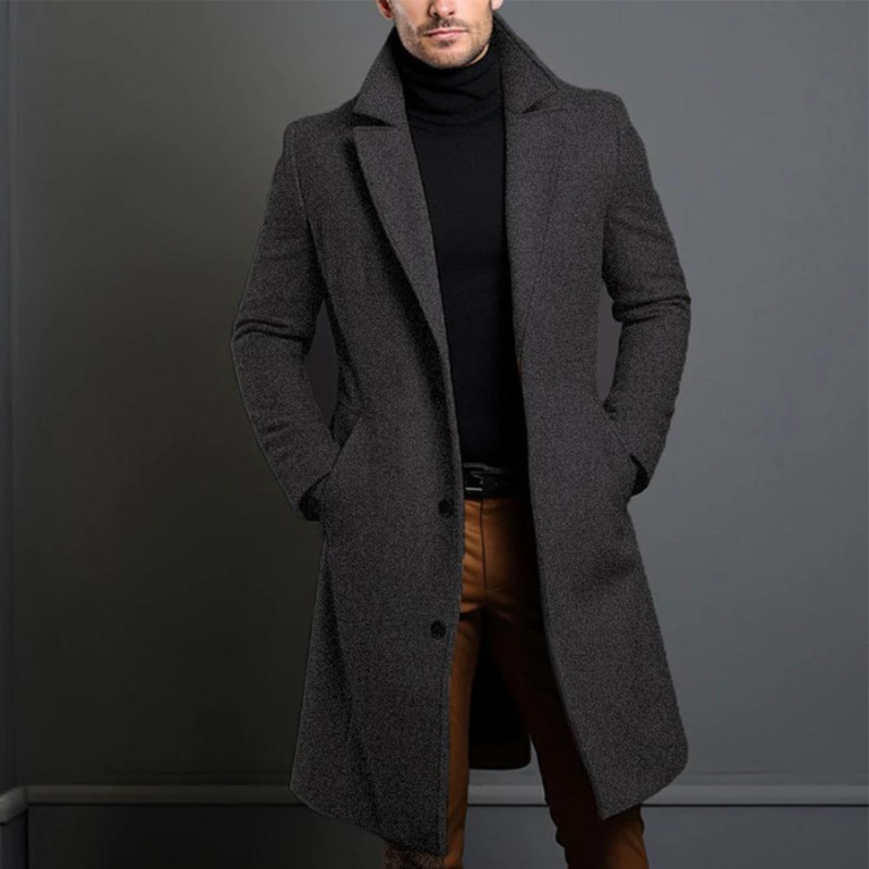 Manteau trench long décontracté pour hommes