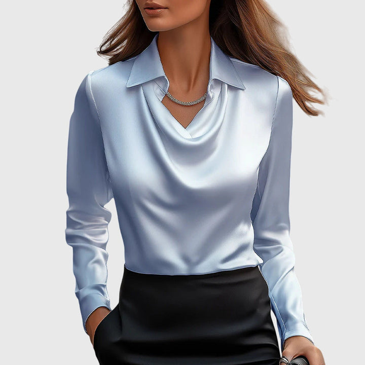 Blouse élégante à col drapé pour femme | Elmira