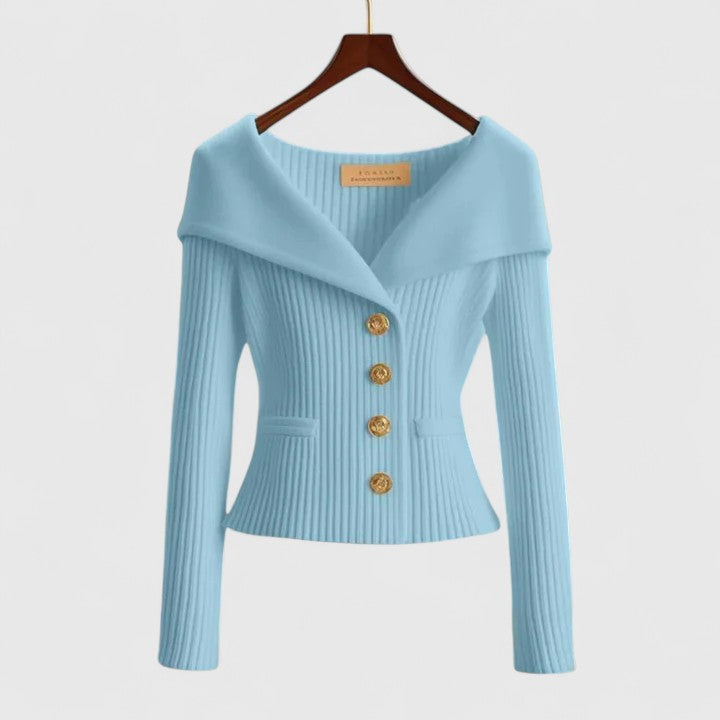 Sorvella | Cardigan Femme à Col Large avec Boutons sur le Devant
