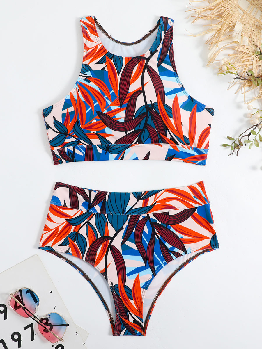 Bikini taille haute sport avec top racerback
