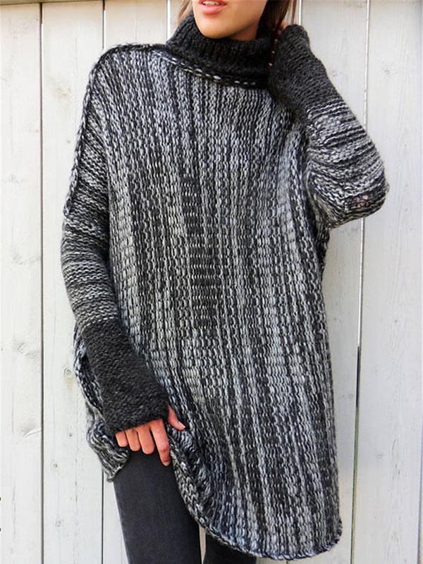 Pull col montant en tricot respirant pour femme