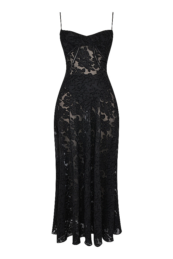 Robe longue fluide brodée dos nu été