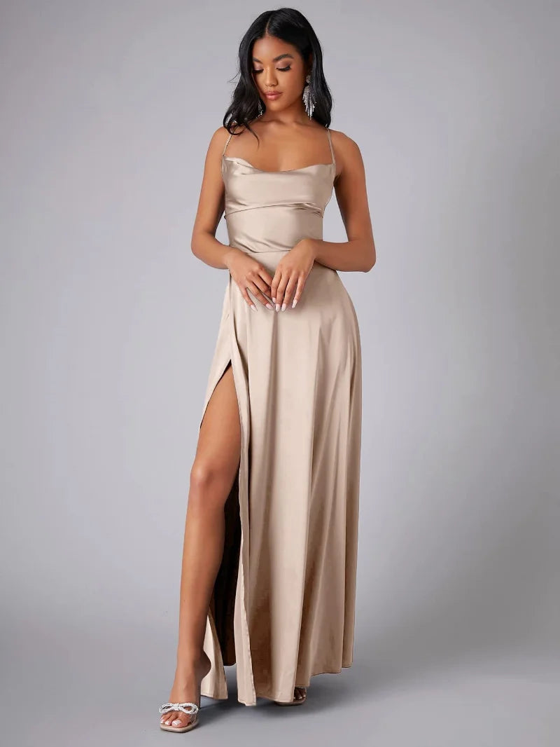 Robe longue fluide dos nu sans manches
