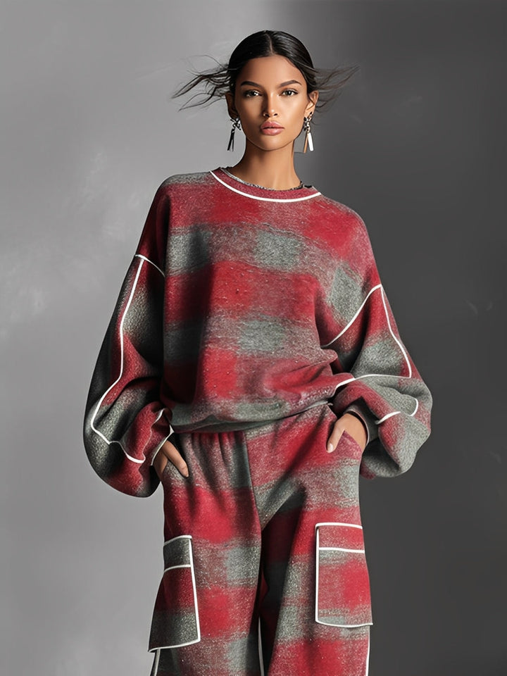 Ensemble deux-pièces à motif graphique et coupe ample pour femme | Arlena