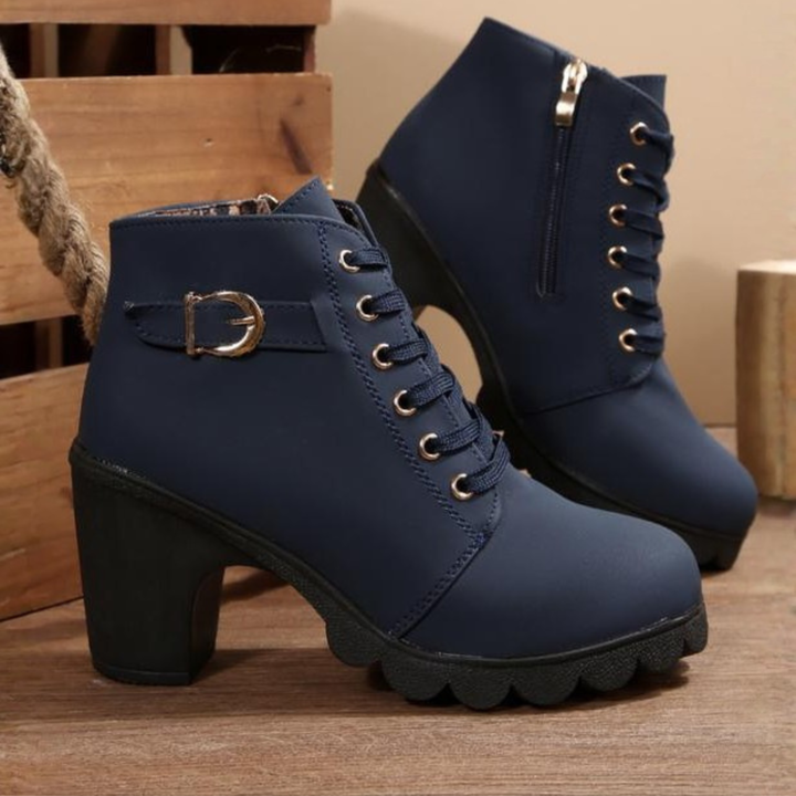 Bottines Chunky Élégantes à Lacets avec Boucle Métallique | Sheila
