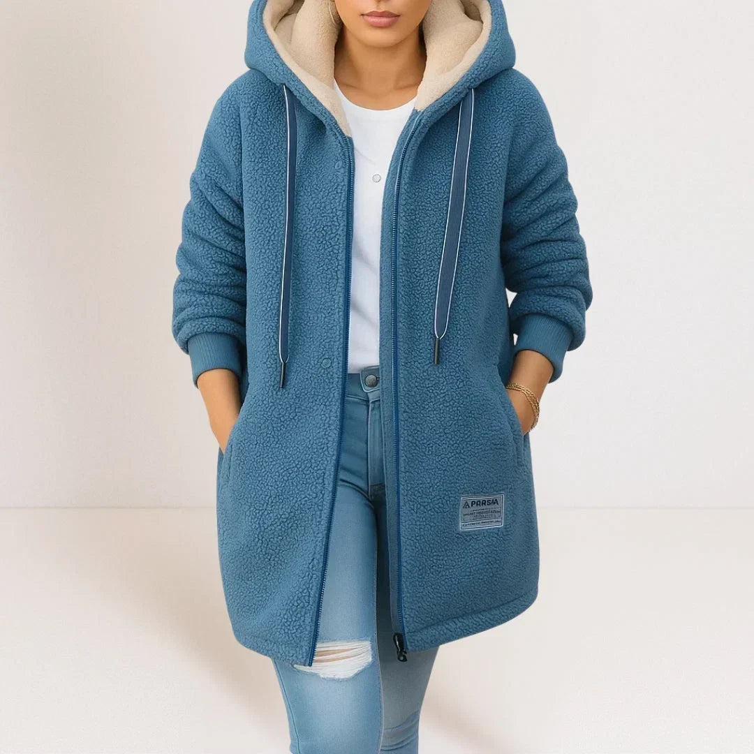 Sylvie | Veste Longue Femme à Capuche avec Poches
