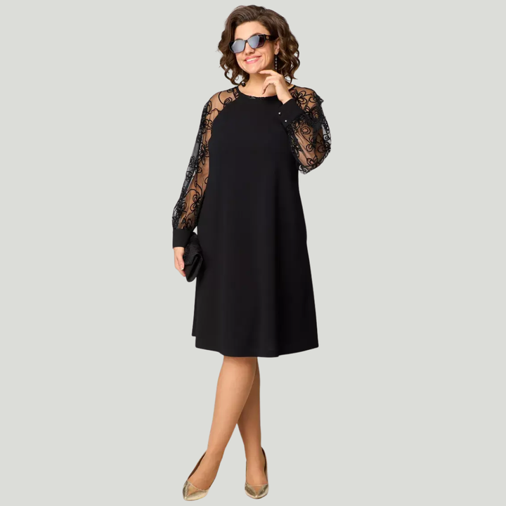 Robe élégante noire à détails raffinés pour femme | Noémie