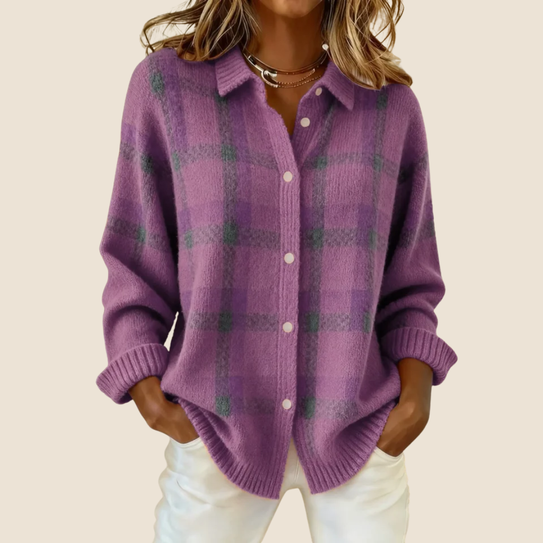Blanchette | Pull Femme à Carreaux Col Structuré