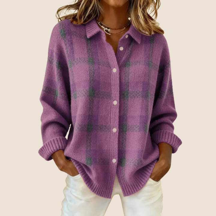 Blanchette | Pull Femme à Carreaux Col Structuré