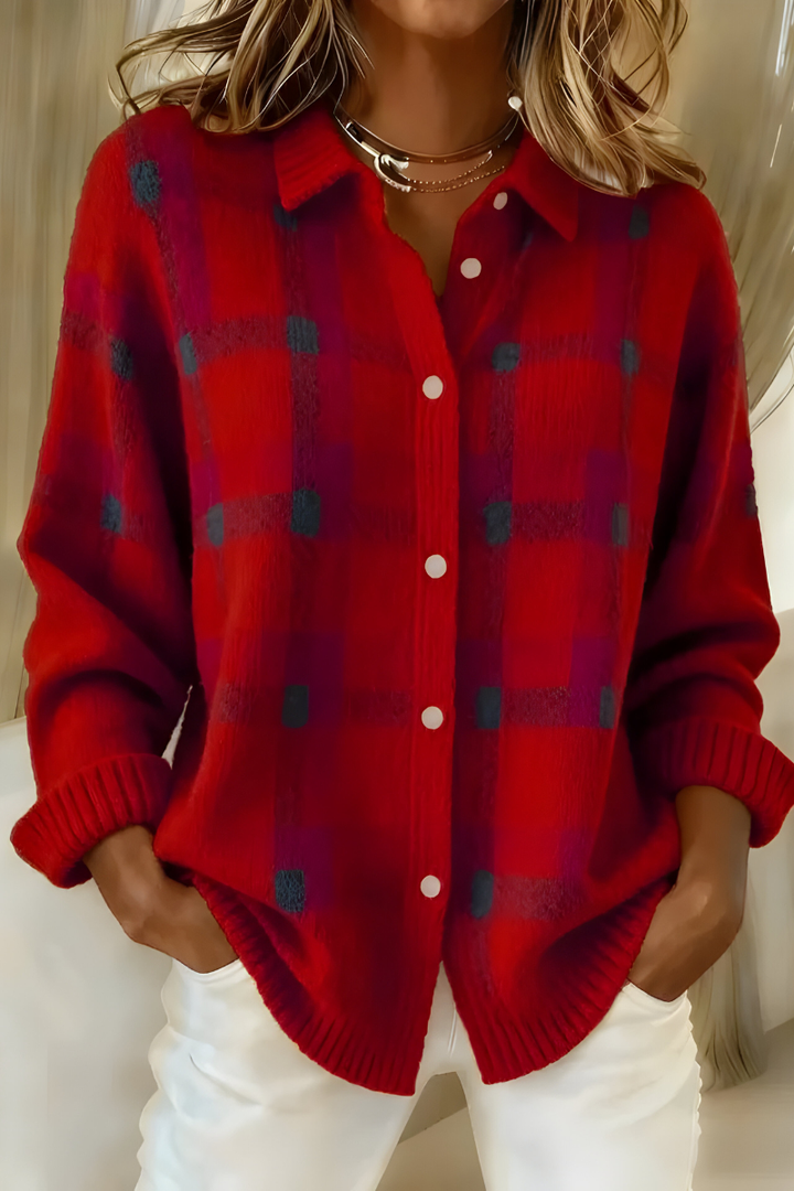 Cardigan Douillet À Carreaux Pour Femme | Tesara
