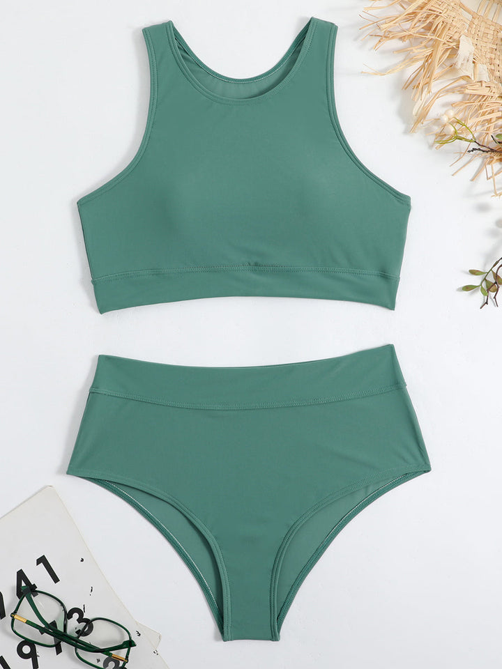 Bikini taille haute sport avec top racerback