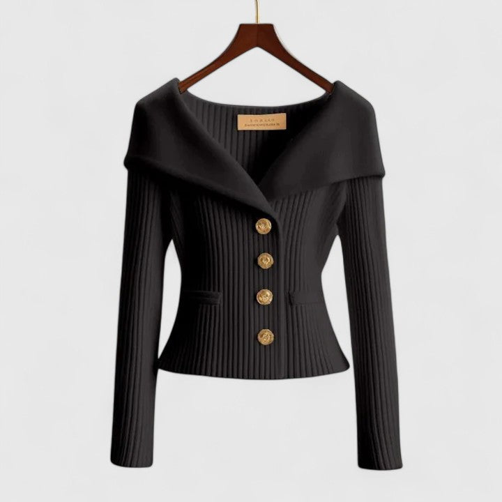 Sorvella | Cardigan Femme à Col Large avec Boutons sur le Devant