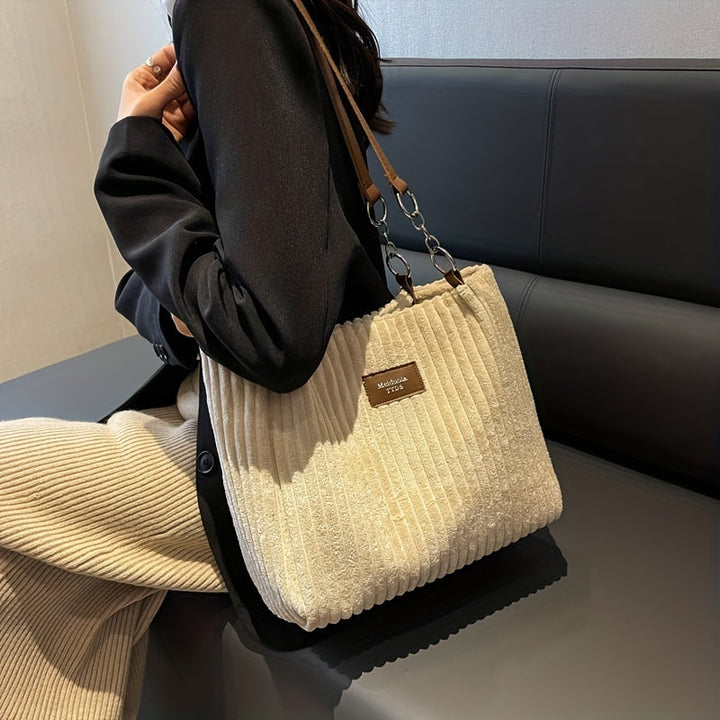 Sac bandoulière en velours côtelé avec anse réglable