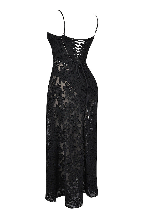 Robe longue fluide brodée dos nu été