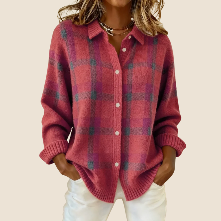 Blanchette | Pull Femme à Carreaux Col Structuré