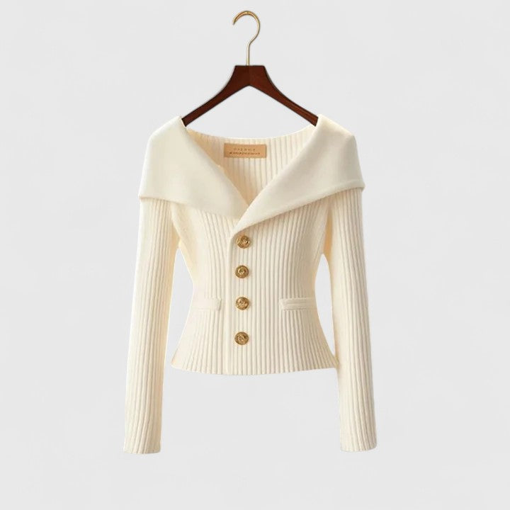 Sorvella | Cardigan Femme à Col Large avec Boutons sur le Devant