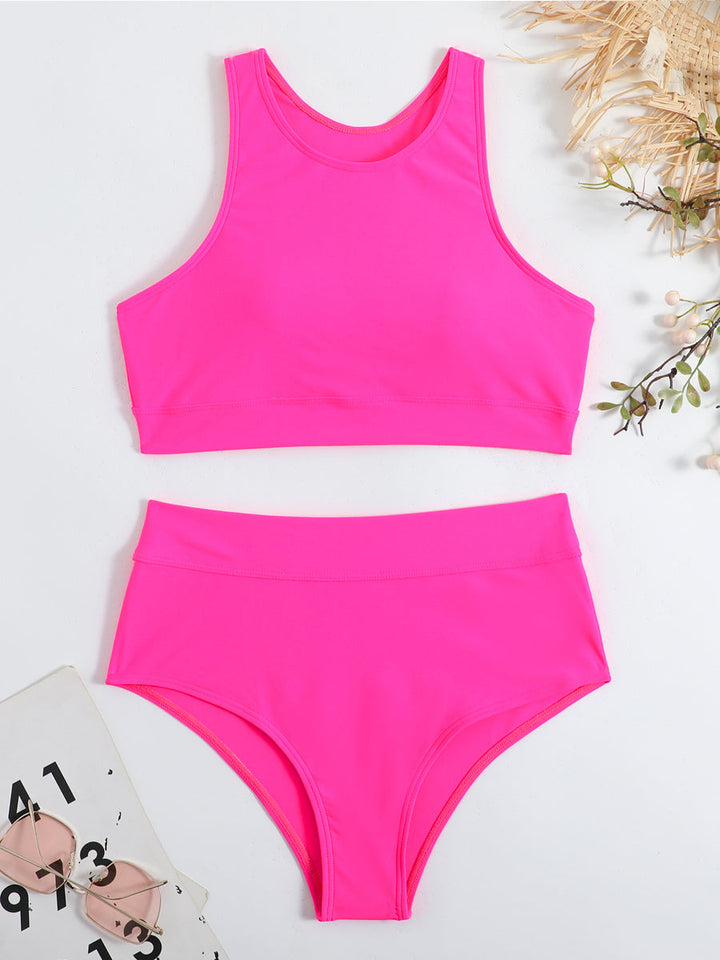 Bikini taille haute sport avec top racerback