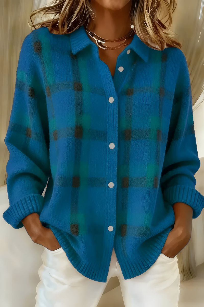 Cardigan Douillet À Carreaux Pour Femme | Tesara