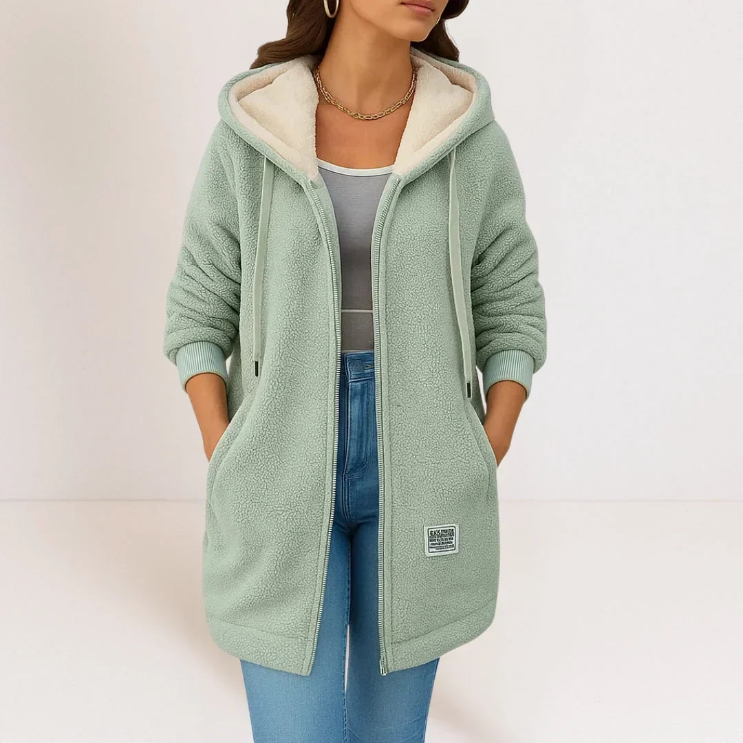 Sylvie | Veste Longue Femme à Capuche avec Poches