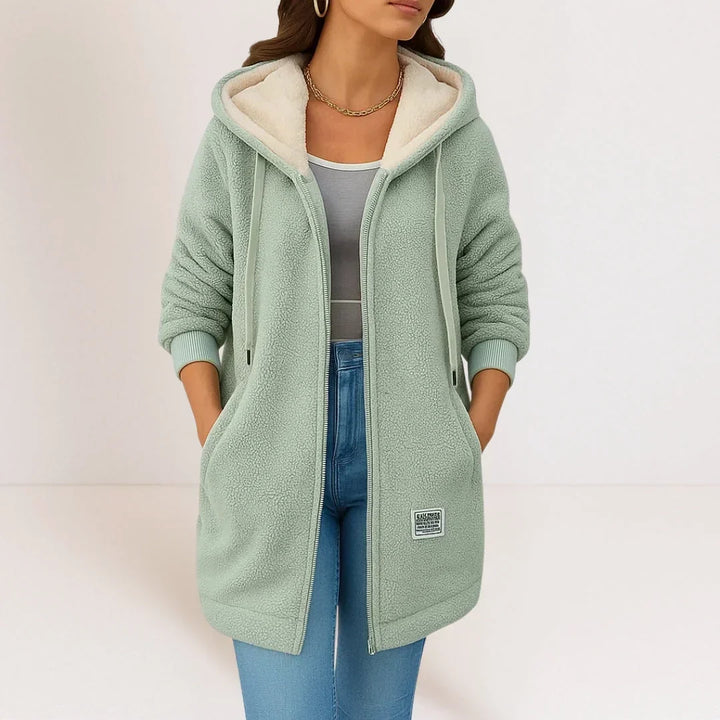 Sylvie | Veste Longue Femme à Capuche avec Poches