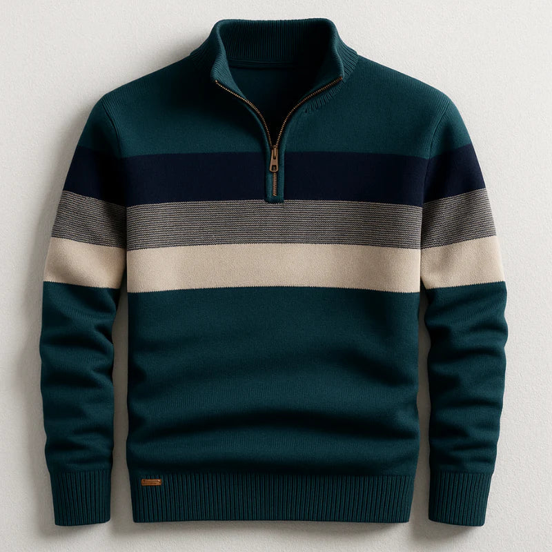 Pull rayé à col zippé pour homme | Éloen