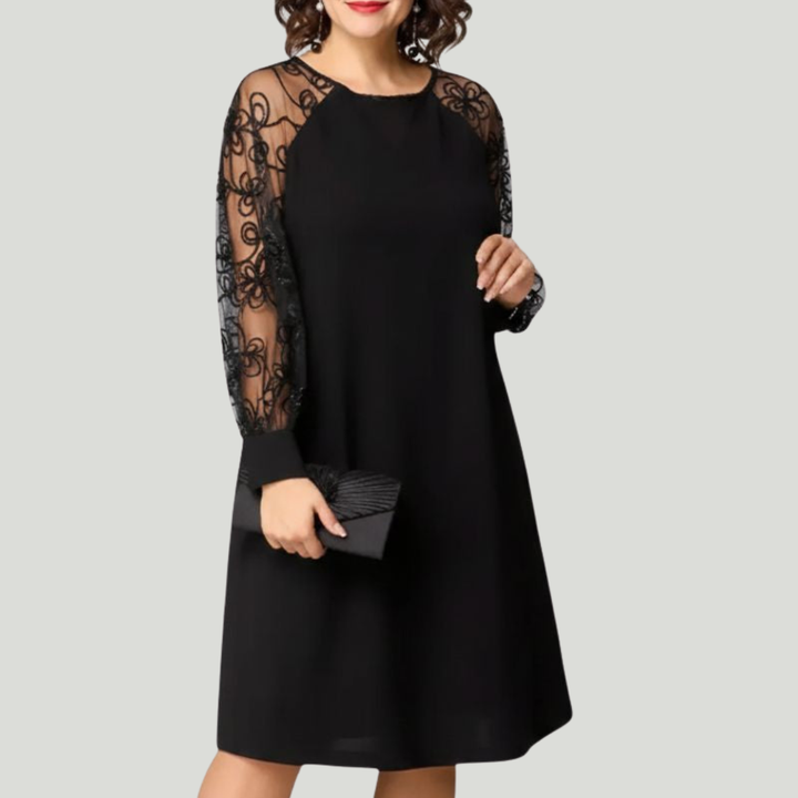 Robe élégante noire à détails raffinés pour femme | Noémie