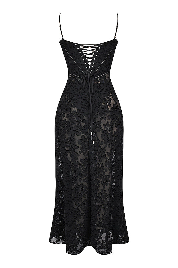 Robe longue fluide brodée dos nu été